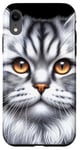 Coque pour iPhone XR Chat tigré argenté x Chat mignon x Chat gris