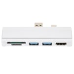 För Surface Dock 5 i 1 5 Gbps Minneskortsläsare 4K Upplösning Aluminiumskal Hot Swap USB3.0 Hub för Win10 för Win XPSilver