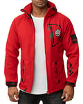 Geographical Norway TACEBOOK - Veste Softshell Homme Impermeable - Manteau à Capuche Outdoor - Coupe Vent Tactique Resistant Hiver - Blouson Activites en Exterieur (Rouge S)