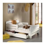 Pack - Lit Évolutif Enfant, Tiroir & Matelas 'Jumper' 90x140cm Blanc