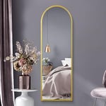 MirrorOutlet The Arcus - Gold Framed Modern Full Length Arched Leaner/Wall Mirror 63" X 21" (160CM X 53CM) Silver Mirror Glass with Black All weather Backing.