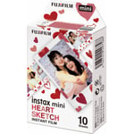 Fujifilm Instax Mini Film Heart Sketch pappersfilm, 10 bilder