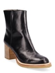 Bootie - Block Heel - With Zippe Shoes Boots Ankle Boots Ankle Boots With Heel Black ANGULUS