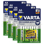 16 x Varta AA 2600mAh batteries Rechargeable Ni-MH 1.2V HR6 Stilo Power Accu