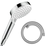 Pommeau de douche - HANSGROHE - Crometta EcoSmart - 2 jets - Blanc/Chromé - Flexible Designflex 125 cm