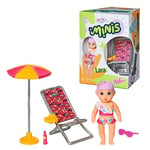 BABY born Minis Set été avec Lara 906132 - Poupée de 7 cm avec des accessoires exclusifs & corps mobile pour un jeu réaliste - Convient aux enfants de 3 ans+, Blanc