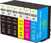 6er-Pack 603 XL Compatible avec Cartouche d'encre Epson 603 603XL pour Expression Home XP-2100 XP-2105 XP-3100 XP-3105 XP-4100 XP-4105, Workforce WF-2810 WF-2820 WF-2830 WF-2835 WF-2850