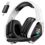 Wireless Gaming Headset for PC Ps5 Ps4, 2.4GHz USB & Type-C & Bluetooth Gaming Headphones with Mic, 40H Battery Comfortable Gaming Headsets for Switch Laptop Mobile Mac