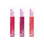 Maybelline New York - Coffret Trio Collection Anniversaire - Encres à Lèvres Longue Tenue - Superstay Matte Ink - Teintes : Life of The Party (390), Party Goer (395), Show Runner (400) - Parfum Gourmand