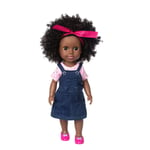 Poupée noire pour fille - Peau afro américaine noire - Avec cheveux bouclés - 13 pouces - Mode vinyle - Collection artistique - Pour anniversaire d'enfant garçon et fille