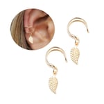 2-Pack Fake Helix Piercing Öron Örhänge Ear Cuff med Fjäder Guld guld