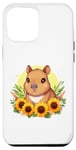 Coque pour iPhone 15 Pro Max tournesols capybara animal en peluche capybara mignon enfants filles