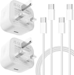 BIHPJD Iphone 15 Charger, USB C Charger, 2-Pack 20W Dual Port USB Fast Wall Char