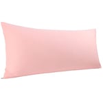 PiccoCasa Housse de traversin en Coton égyptien – 300 Fils au Pouce carré, Super Doux et Respirant, taie d'oreiller Longue avec Fermeture éclair, Rose, 50,8 x 137,2 cm/1,4 m