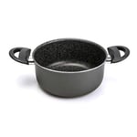 Alluflon Tradizione Italia Casserole avec 2 poignées, surface en pierre, revêtement anti-adhésif et anti-rayures, Lavable au lave-vaisselle, 24 cm