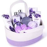 BODY & EARTH Spa Gift Set for Women - Gift Basket 11 Pcs Lavender Bath Set for