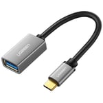 USB-C OTG adapter - USB-C han / USB-A 3.0 hun - Grå