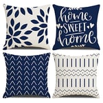 Homefeelzydys Cushion Covers,Cushion Covers 60 x 60 set of 4 Navy Blue Square Throw Pillow Case cushion covers 24x24 4Pack For Outdoor Patio Garden Blench Living Room Sofa Farmhouse Decor