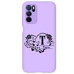 Coque violet Oppo A16 et A16S avec votre prenom police 16 coeur et fleur