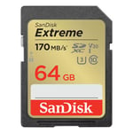 SanDisk Extreme 64GB 170MB/s UHS-I V30 SDXC Memory Card