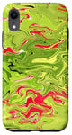 Coque pour iPhone XR Vert citron et rouge, abstrait amusant