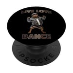 Live Love Dance Cool Dog Hip Hop Vibes PopSockets PopGrip Adhésif