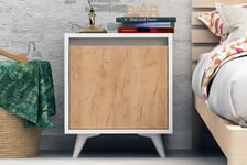 Mod Design Nattbord 45 cm med Oppbevaring Skap - Tre/Hvit Sengebord & nattbord Hvit,Brun