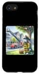 Coque pour iPhone SE (2020) / 7 / 8 Lapin pompier sauvant les friandises de Pâques de l'arbre Échelle