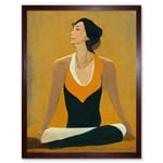 Seated Yoga Pose Illustration In Mustard Yellow Art Print Framed Poster Wall Decor 12x16 inch