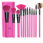 12 Pcs Cosmetic Powder Brush Kit Contour Makeup Brush Sweeping Brush Set with Cosmetic Brush Cup Holder for Bronzer Blush Foundation Eyebrow Makeup Accessories