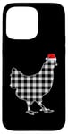 Coque pour iPhone 15 Pro Max Chemise de Noël poulet noir et blanc Buffalo Plaid Pyjama