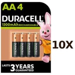 10X 4 Duracell AA 1300mAh PRE STAY CHARGE Rechargeable Batteries NiMH HR6 DC1500