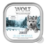 Wolf of Wilderness JUNIOR - Duo Protein 6 / 24 x 150 g portionsformar - 6 x 150 g Blue River - kyckling & lax