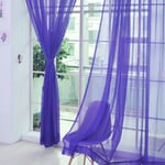 Modern Colorful Floral om Window Door Net Voile Curtains Tulle Wedding(1pcPurple)