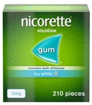 Nicorette 2mg Icy White Gum - 210 Pieces - EXP: 08/27