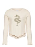 Top Long Sleeve With Mesh Tops T-shirts Long-sleeved T-shirts Cream Lindex