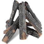 VEVOR Bûches de Cheminée en Céramique 8PCS Bois Céramique Décoratif pour Cheminées à Gaz Résistantes à la Chaleur Fausses Branches Chênes Empilables pour Cheminée à Gaz Brasero Intérieur ou Extérieur