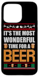 Coque pour iPhone 15 Pro Max It's The Most Wonderful Time For A Beer Funny Ugly Christmas