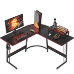 CubiCubi Bureau Gaming Angle 120x120cm, Bureau d'angle avec Support d'écran, Bureau Gamer en Forme de L, Table Gaming pour Jouer, Etudier et Travailler, Fibre de Carbone Noir