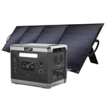 SolarPlay Q2501 Centrale électrique portable + panneau solaire SolarPlay T200, batterie LiFePO4 2400 W/2160 WH, 12 ports de sortie, entièrement chargée en 1,5 heure, 4 méthodes de charge