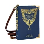 Cross Body Shoulder Handbag Well Read Book Dust Bag Moths Butterflies Navy Vegan