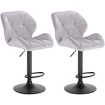 Woltu - Lot de 2 Tabouret de Bar réglable en Hauteur Chaise Haute pour Bar avec Dossier siège rembouré en Velours Pied en métal, Gris clair