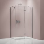 Paroi de douche étanche d'angle verre 8mm Cabine de douche intégrale Parre douche 1 porte battante angle - Profilé Chrome - NT403 - Taille au