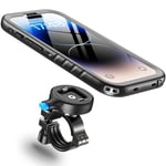 Cozycase Support pour iPhone 14 Pro Velo Moto Etanche Anti Vibration- Rotatif Metal Suport Telephone Vélo Route/VTT/Scooter/Trotinette/Guidon/Bicyclette Sportive avec Écran Tactile Pluie Bike Holder