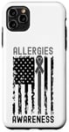 Coque pour iPhone 11 Pro Max Ruban gris pour la sensibilisation aux allergies - Drapeau américain