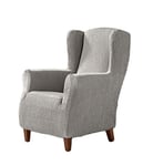 Estoralis Betina Housse de Fauteuil à Oreilles élastique, Tissu, Gris Claire