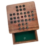 Wooden Solitaire with Marble Drawer | Travel & Strategic Games for Adults