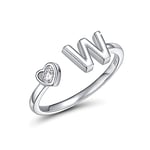 CRYSLOVE Bague Femme de Initiales Lettres en Argent Sterling 925 Anneau Ouverte Ajustable Alphabet A à Z Bijoux Cadeau Anniversaire pour Femmes Filles