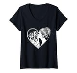 Womens Saint Bernard Mom Dog Art Valentine's Day Heart V-Neck T-Shirt