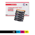 NOPAN-INK - Toner x5 TN-321 (TN321) Noir (x2) + Cyan + Magenta + Jaune compatible pour Konica Minolta Bizhub C224, 224 e, 2